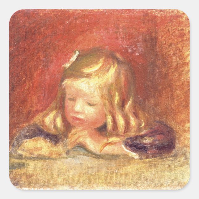 Pierre A Renoir | Coco at the Table  Square Sticker (Front)