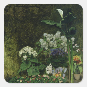 Pierre A Renoir   Flowers in a Greenhouse Square Sticker
