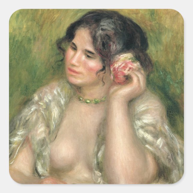 Pierre A Renoir | Gabrielle with a Rose Square Sticker (Front)