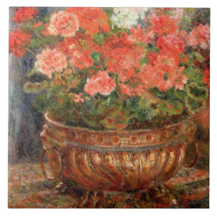 Pierre A Renoir   Geraniums in a Copper Basin Ceramic Tile