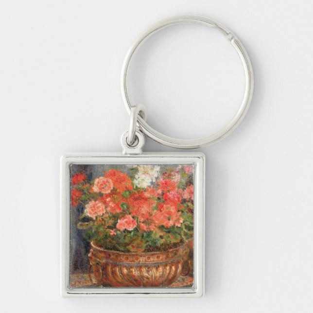 Pierre A Renoir | Geraniums in a Copper Basin Key Ring (Front)