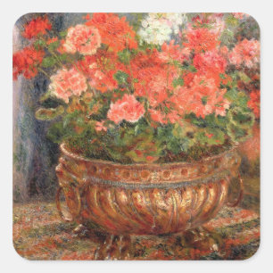 Pierre A Renoir   Geraniums in a Copper Basin Square Sticker