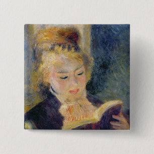 Pierre A Renoir Girl Reading 15 Cm Square Badge