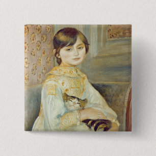 Pierre A Renoir Julie Manet with Cat 15 Cm Square Badge
