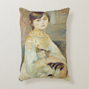 Pierre A Renoir Julie Manet with Cat Decorative Cushion