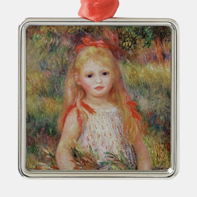 Pierre A Renoir | Little Girl Carrying Flowers Metal Tree Decoration (Front)