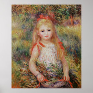 Pierre A Renoir Little Girl Carrying Flowers Poster