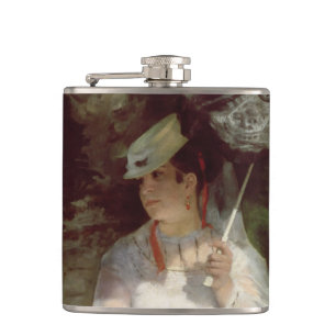 Pierre A Renoir Portrait of Lise Hip Flask