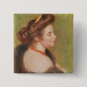 Pierre A Renoir Portrait of Mme. Maurice Denis 15 Cm Square Badge