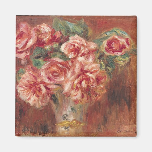 Pierre A Renoir | Roses in a Vase Magnet (Front)