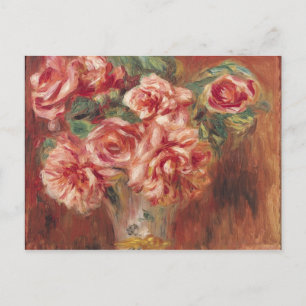 Pierre A Renoir Roses in a Vase Postcard