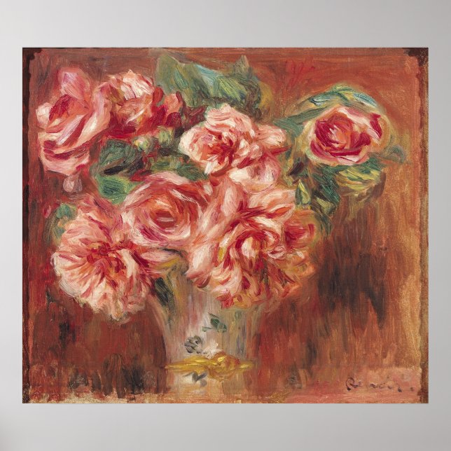 Pierre A Renoir | Roses in a Vase Poster (Front)