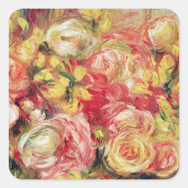 Pierre A Renoir | Roses Square Sticker (Front)
