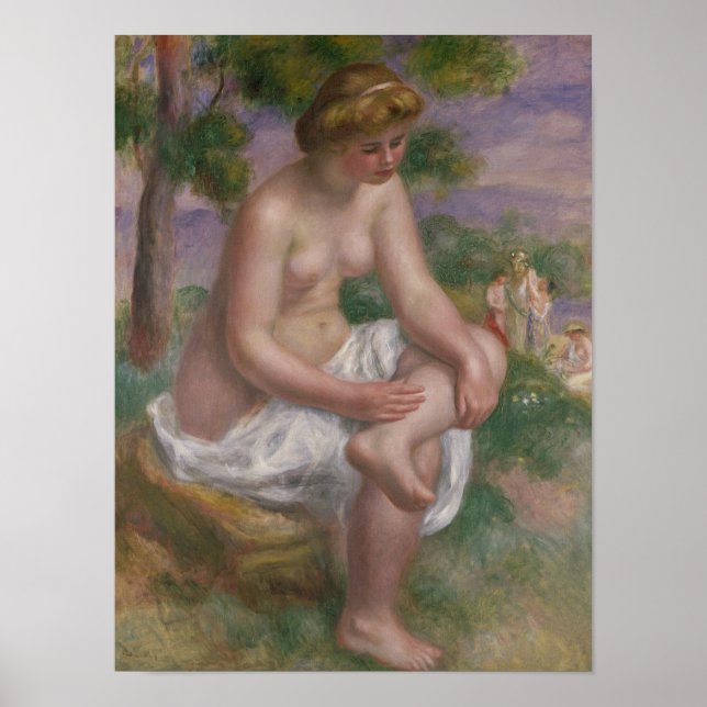 Pierre A Renoir | Seated Bather in a Landscape Poster (Front)