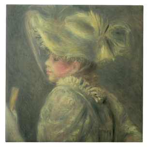 Pierre A Renoir The White Hat Ceramic Tile