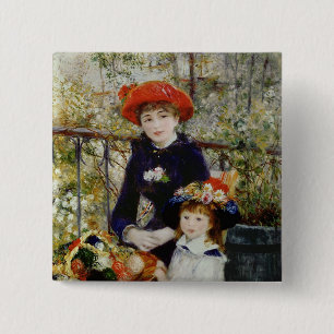 Pierre A Renoir   Two Sisters, or On The Terrace 15 Cm Square Badge