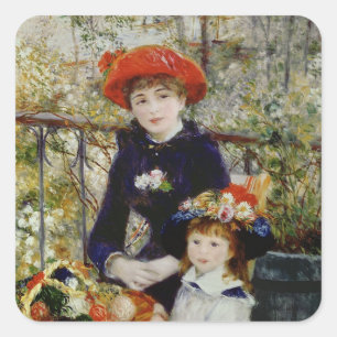 Pierre A Renoir   Two Sisters, or On The Terrace Square Sticker