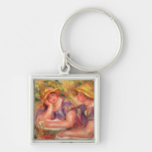 Pierre A Renoir Two women in blue blouses Key Ring
