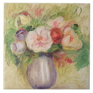 Pierre A Renoir Vase of Flowers Tile
