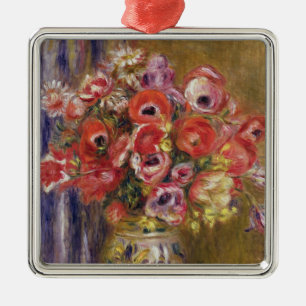 Pierre A Renoir   Vase of Tulips and Anemones Metal Ornament