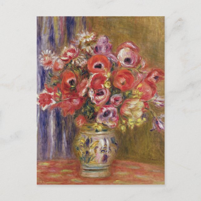 Pierre A Renoir | Vase of Tulips and Anemones Postcard (Front)