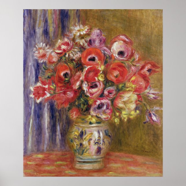 Pierre A Renoir | Vase of Tulips and Anemones Poster (Front)