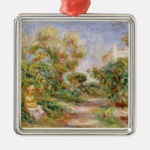 Pierre A Renoir Woman in a Landscape Metal Ornament