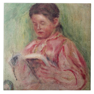 Pierre A Renoir Woman Reading Tile