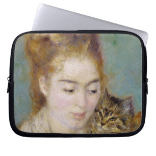 Pierre A Renoir Woman with a Cat Laptop Sleeve