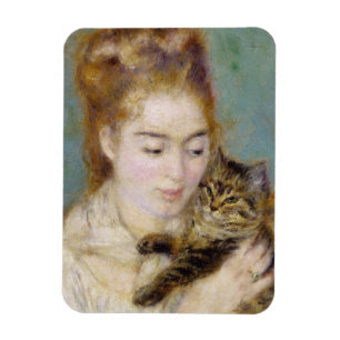 Pierre A Renoir Woman with a Cat Magnet
