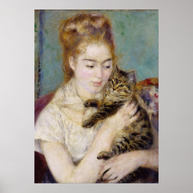 Pierre A Renoir | Woman with a Cat Poster (Front)
