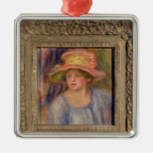 Pierre A Renoir Woman with a Hat Metal Ornament