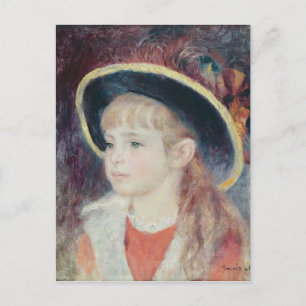Pierre A Renoir Young Girl in a Blue Hat Postcard