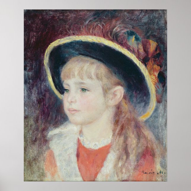 Pierre A Renoir | Young Girl in a Blue Hat Poster (Front)