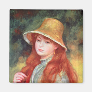 Pierre A Renoir Young girl in a Straw Hat Magnet