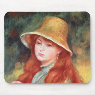 Pierre A Renoir Young girl in a Straw Hat Mouse Pad