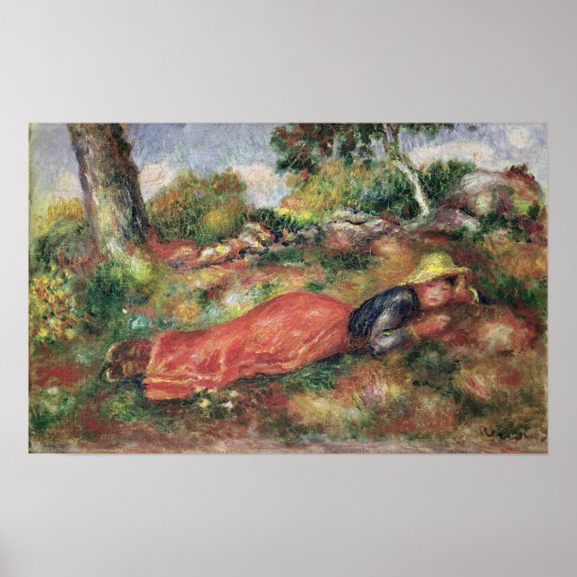Pierre A Renoir | Young Girl Sleeping on the Grass Poster (Front)