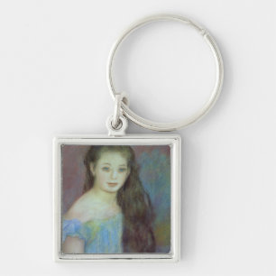 Pierre A Renoir Young girl with blue eyes Key Ring