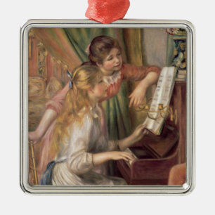 Pierre A Renoir   Young Girls at the Piano Metal Tree Decoration
