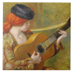 Pierre A Renoir   Young Spanish Woman w/ a Guitar Tile
