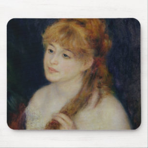 Pierre A Renoir Young Woman Braiding her Hair Mouse Pad