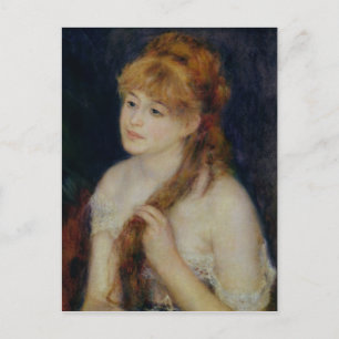 Pierre A Renoir Young Woman Braiding her Hair Postcard