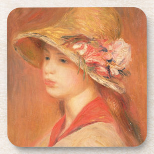 Pierre A Renoir Young Woman in a Hat Coaster