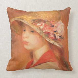 Pierre A Renoir Young Woman in a Hat Cushion