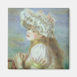 Pierre A Renoir Young woman in a lace hat Magnet