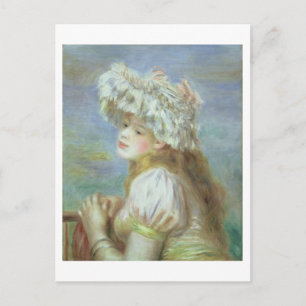 Pierre A Renoir   Young woman in a lace hat Postcard