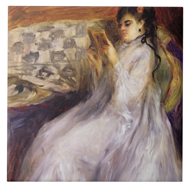 Pierre A Renoir | Young Woman Reading Tile (Front)