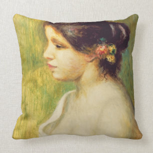 Pierre A Renoir Young Woman with Flowers at Ear Cushion