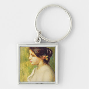 Pierre A Renoir Young Woman with Flowers at Ear Key Ring