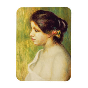 Pierre A Renoir Young Woman with Flowers at Ear Magnet